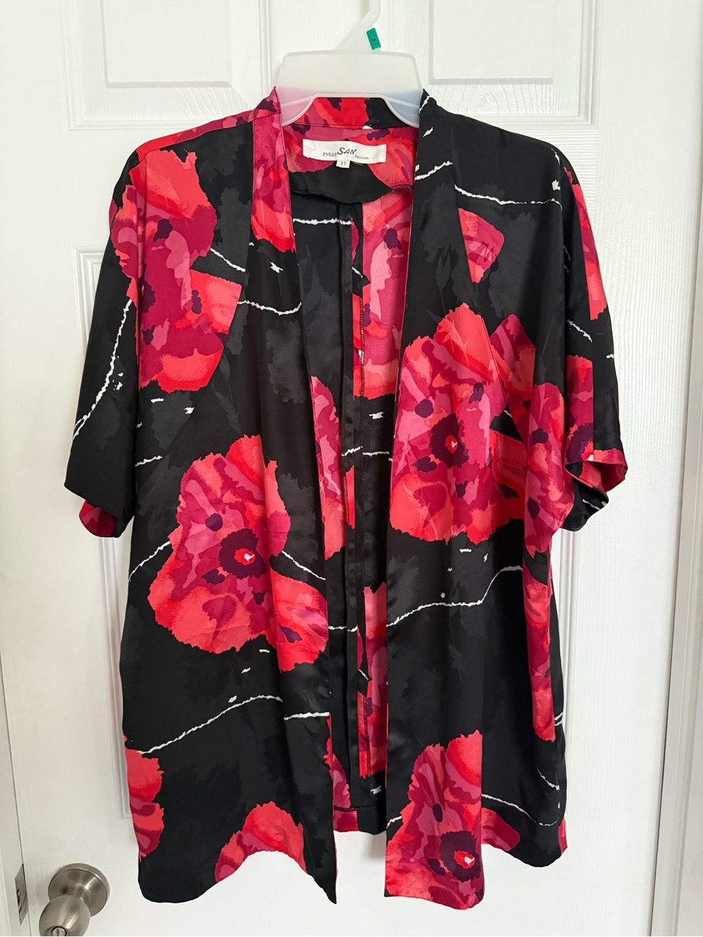 Tokyo San Fashion Silk Floral Kimono Jacket Size L